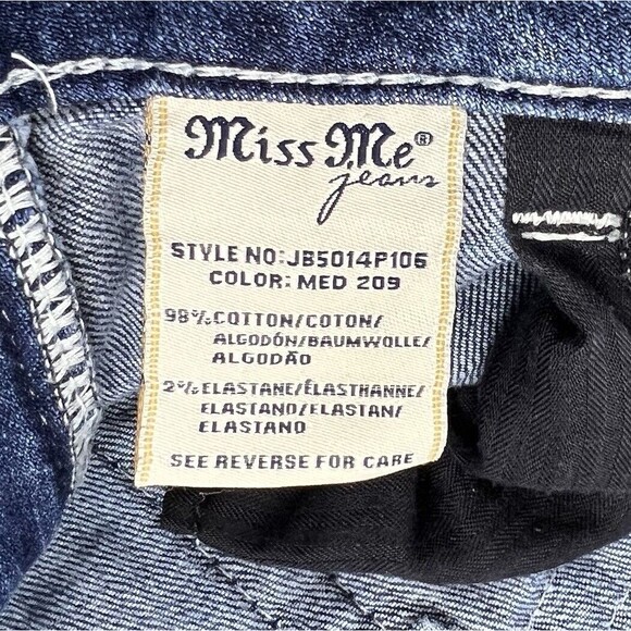 Miss Me Boyfriend Capri Distressed Jeans Flap Pocket Stretch Blue Womens 28x25 - Picture 11 of 11